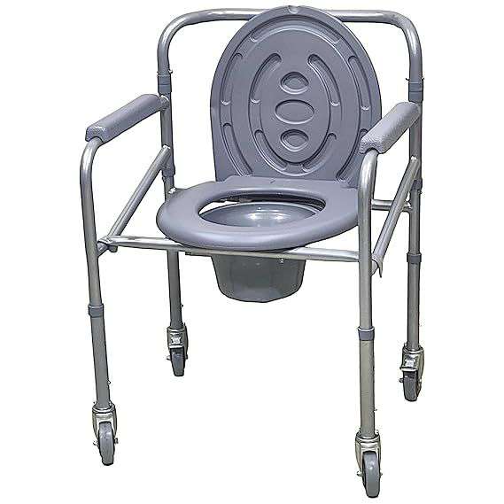 Commode Chair Height Adj. With Wheel